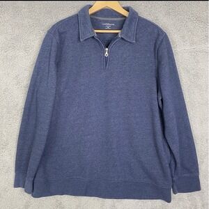 Croft & Barrow Sweatshirt Men XL Heather Blue Collared 1/4 Zip Pullover Cotton